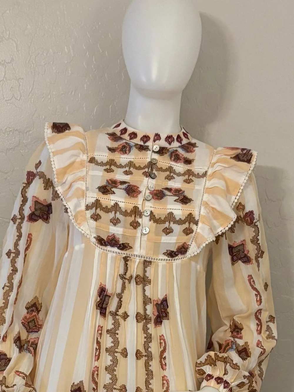 Farm Rio Jacquard Embroidered Ikat Long Sleeve Midi Dress XS - Picture 7 of 16